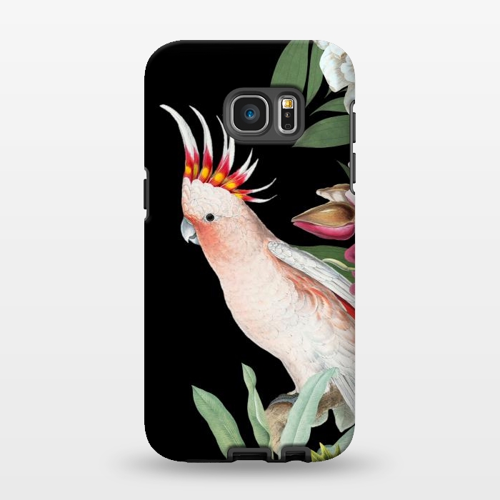 Galaxy S7 EDGE StrongFit Vintage Pink Cockatoo with Tropical Flowers by  Utart