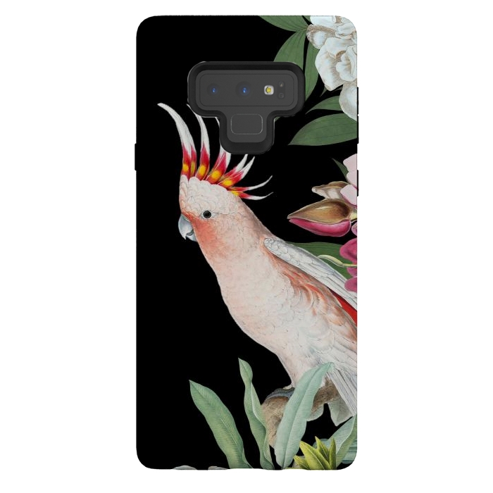 Galaxy Note 9 StrongFit Vintage Pink Cockatoo with Tropical Flowers by  Utart