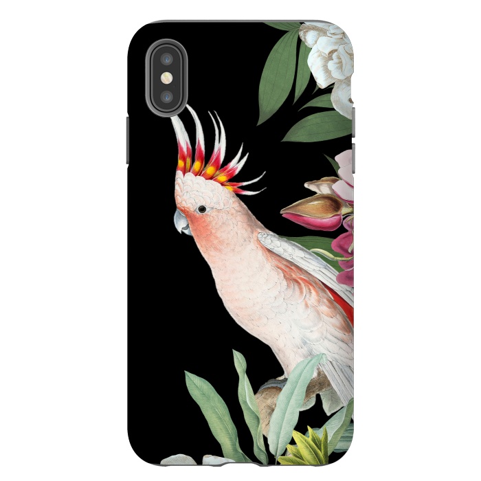 iPhone Xs Max StrongFit Vintage Pink Cockatoo with Tropical Flowers by  Utart