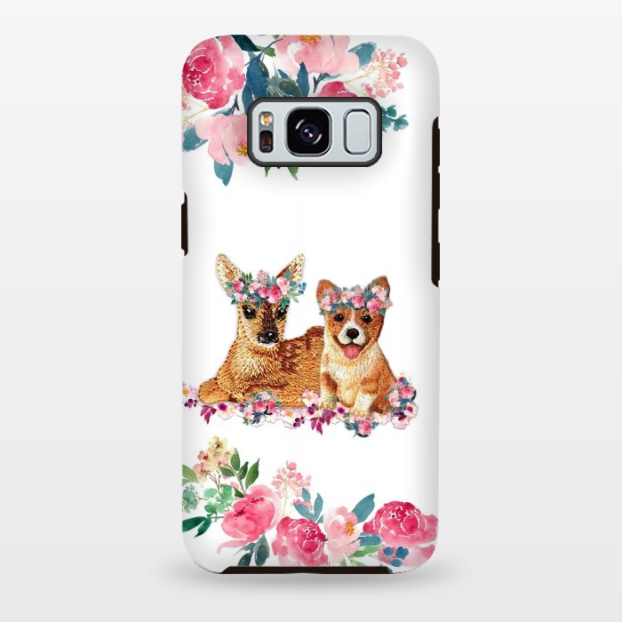Galaxy S8 plus StrongFit Flower Friends Fawn Corgi Basic by Monika Strigel