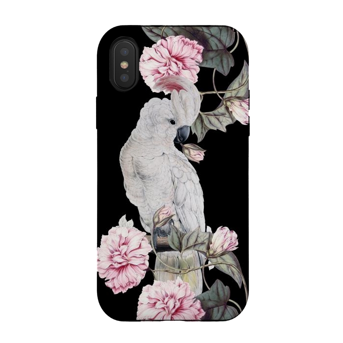 iPhone Xs / X StrongFit Nostalgic White Cockatoo With Pink Flowers by  Utart