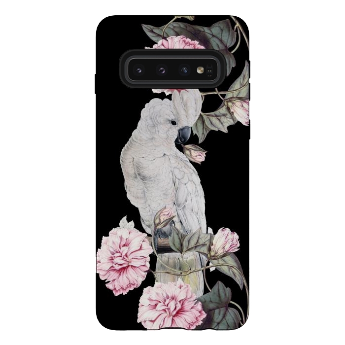 Galaxy S10 StrongFit Nostalgic White Cockatoo With Pink Flowers by  Utart