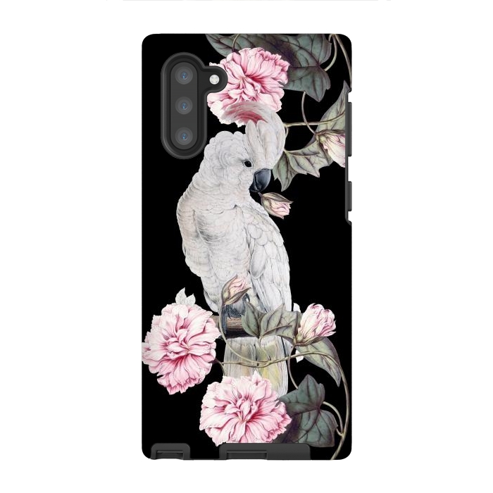 Galaxy Note 10 StrongFit Nostalgic White Cockatoo With Pink Flowers by  Utart