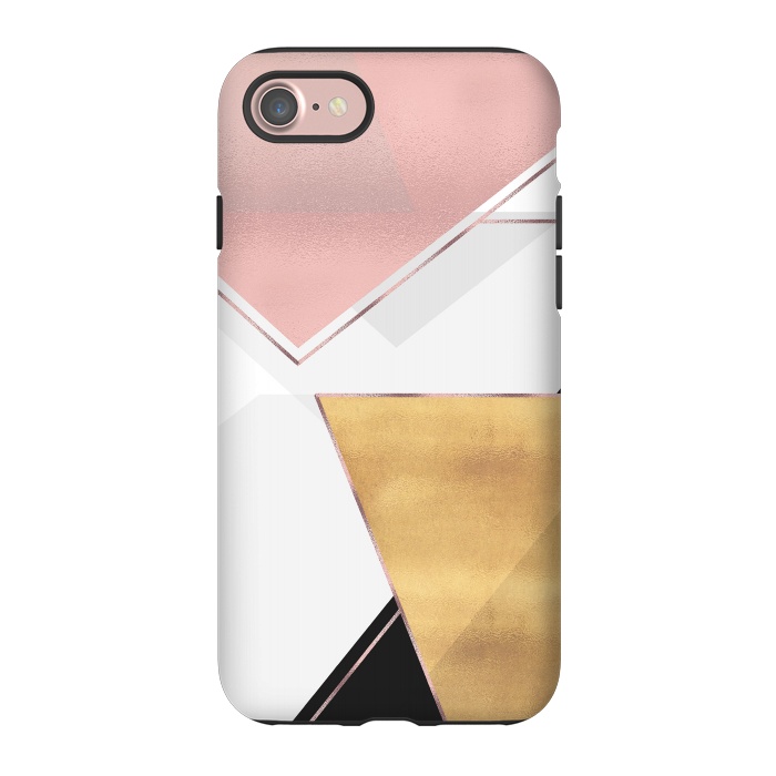 iPhone 7 StrongFit Stylish Gold and Rose Pink Geometric Abstract Design by InovArts