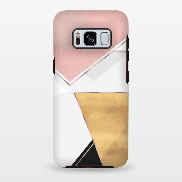 Galaxy S8 plus StrongFit Stylish Gold and Rose Pink Geometric Abstract Design by InovArts