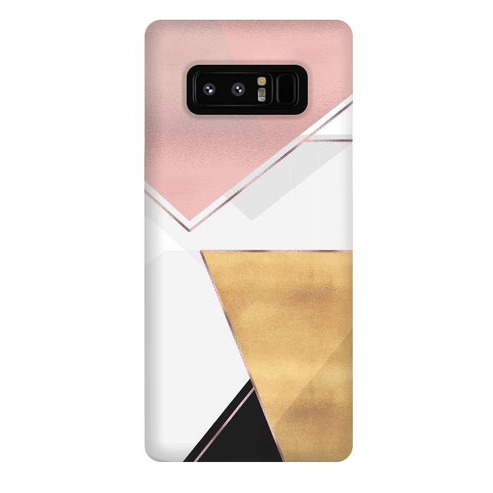 Galaxy Note 8 StrongFit Stylish Gold and Rose Pink Geometric Abstract Design by InovArts