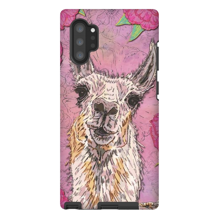 Galaxy Note 10 plus StrongFit Perfectly Pink Llama by Lotti Brown