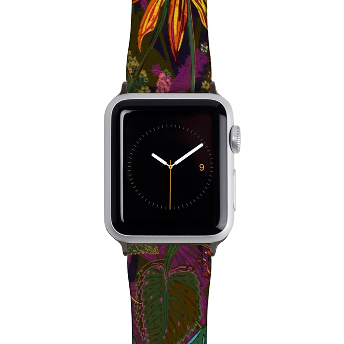 Watch 42mm / 44mm Strap PU leather Autumn Flowers by Lotti Brown