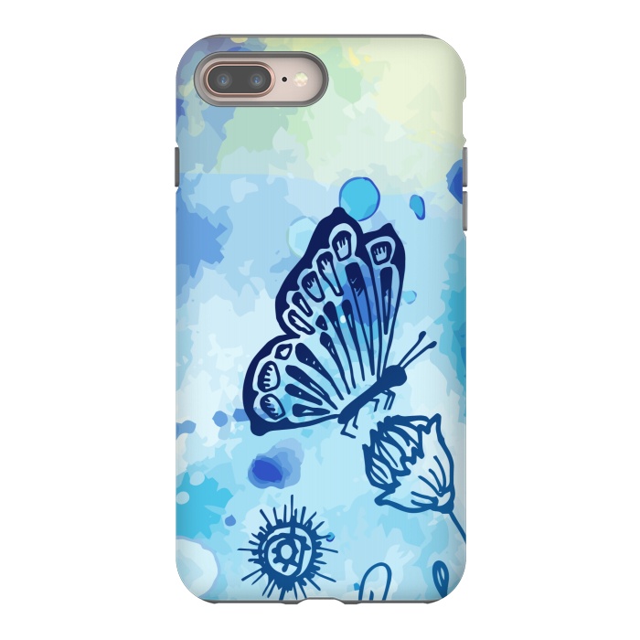 iPhone 7 plus StrongFit BLUE SHADED BUTTERFLY PATTERN by MALLIKA