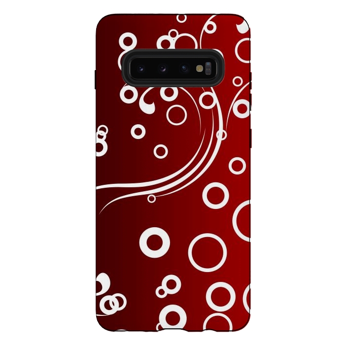 Galaxy S10 plus StrongFit White Abstracts on Red by Texnotropio