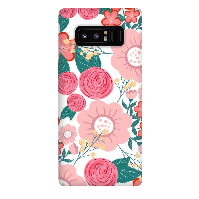Galaxy Note 8 StrongFit Cute girly pink Hand Drawn Flowers design by InovArts