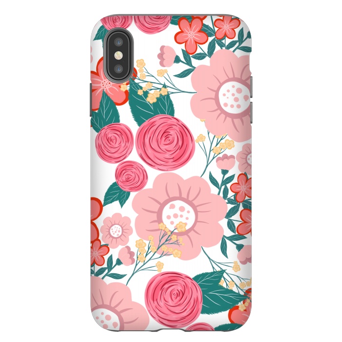 iPhone Xs Max StrongFit Cute girly pink Hand Drawn Flowers design by InovArts