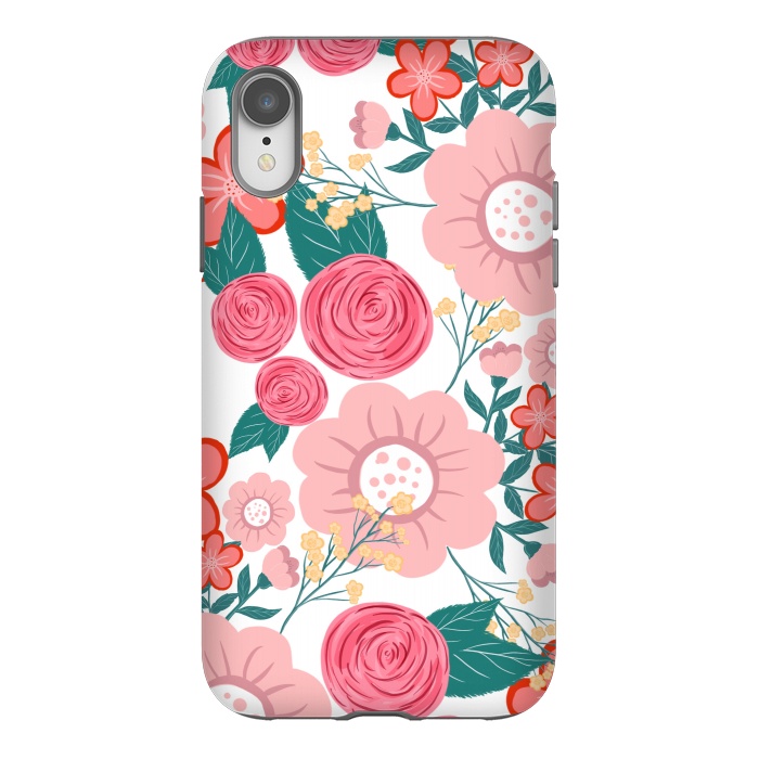 iPhone Xr StrongFit Cute girly pink Hand Drawn Flowers design by InovArts