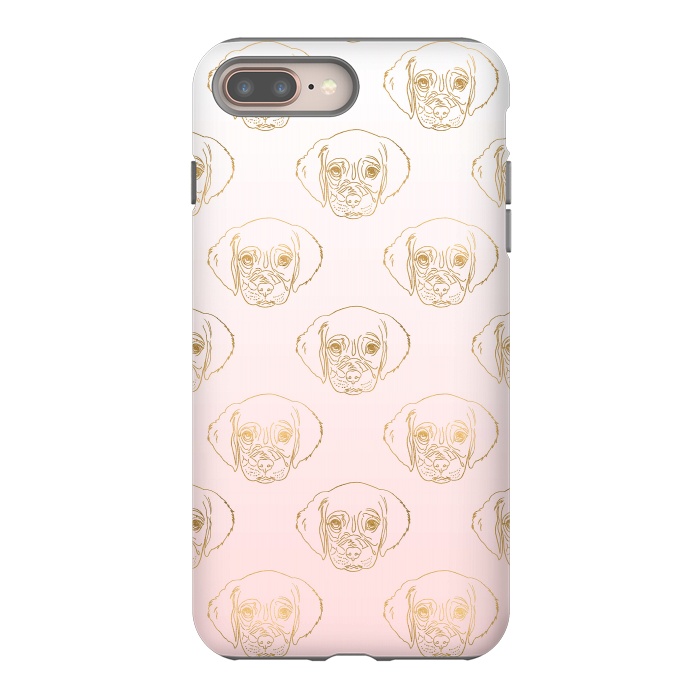 iPhone 7 plus StrongFit Girly Gold Puppy Dog White Pink Gradient Pattern by InovArts