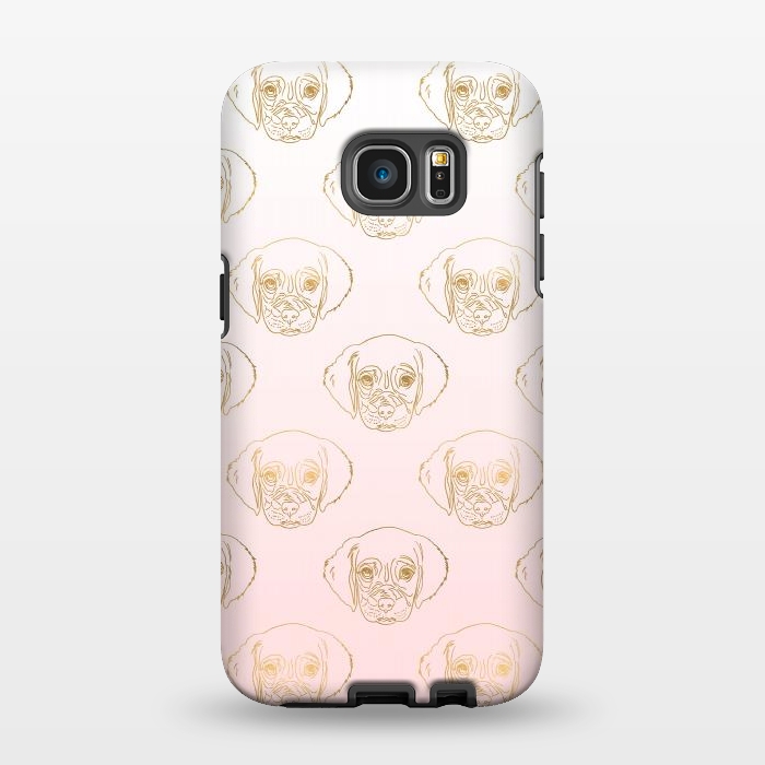 Galaxy S7 EDGE StrongFit Girly Gold Puppy Dog White Pink Gradient Pattern by InovArts