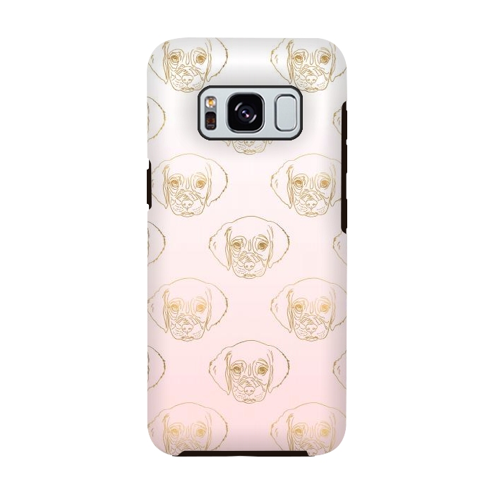 Galaxy S8 StrongFit Girly Gold Puppy Dog White Pink Gradient Pattern by InovArts