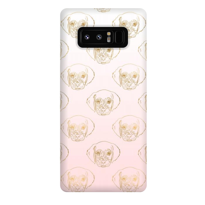 Galaxy Note 8 StrongFit Girly Gold Puppy Dog White Pink Gradient Pattern by InovArts