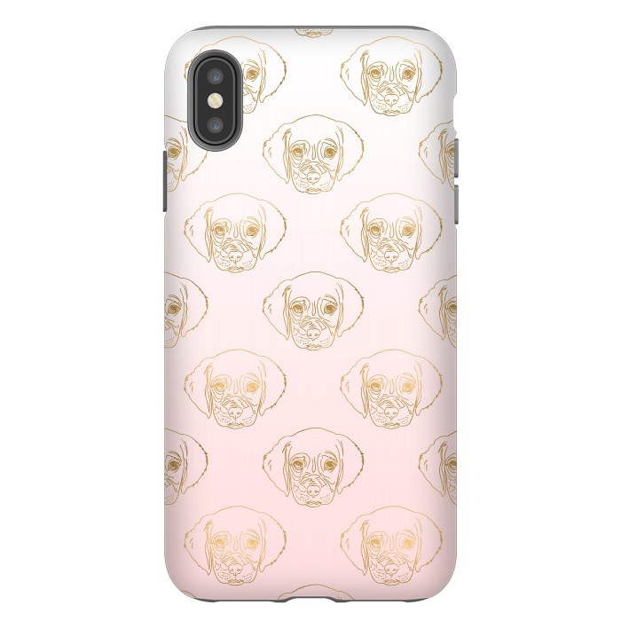 iPhone Xs Max StrongFit Girly Gold Puppy Dog White Pink Gradient Pattern by InovArts