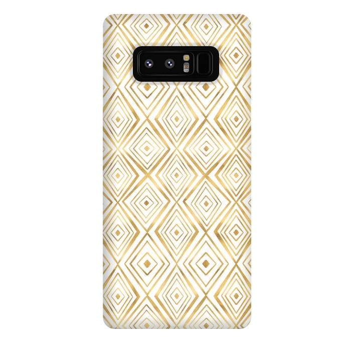 Galaxy Note 8 StrongFit Stylish Gold Diamond Shapes Doodles White Pattern by InovArts