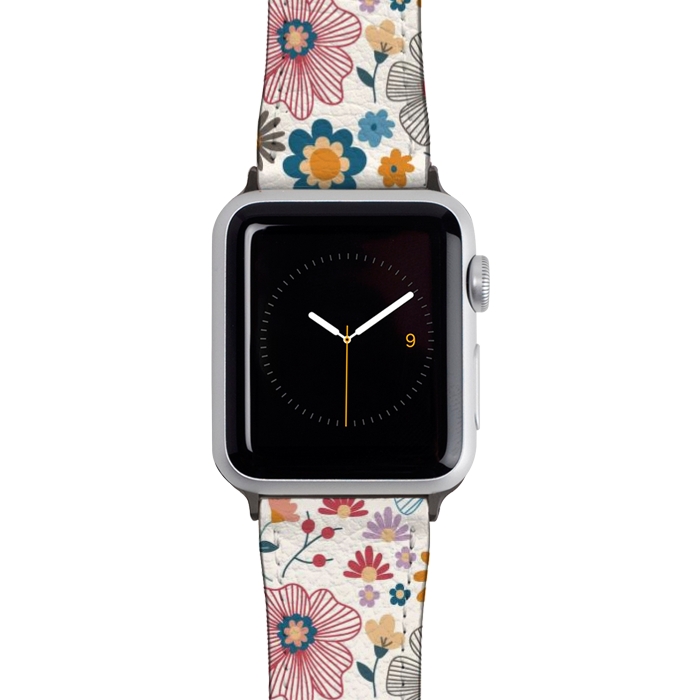 Watch 42mm / 44mm Strap PU leather Winter Wild Bloom  by TracyLucy Designs