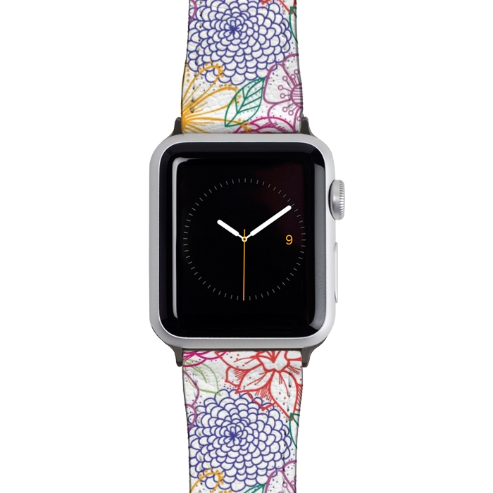 Watch 42mm / 44mm Strap PU leather Summer Bright Floral by TracyLucy Designs