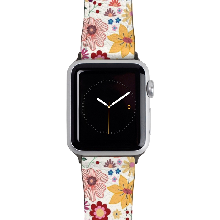 Watch 42mm / 44mm Strap PU leather Springtime Wild Bloom by TracyLucy Designs