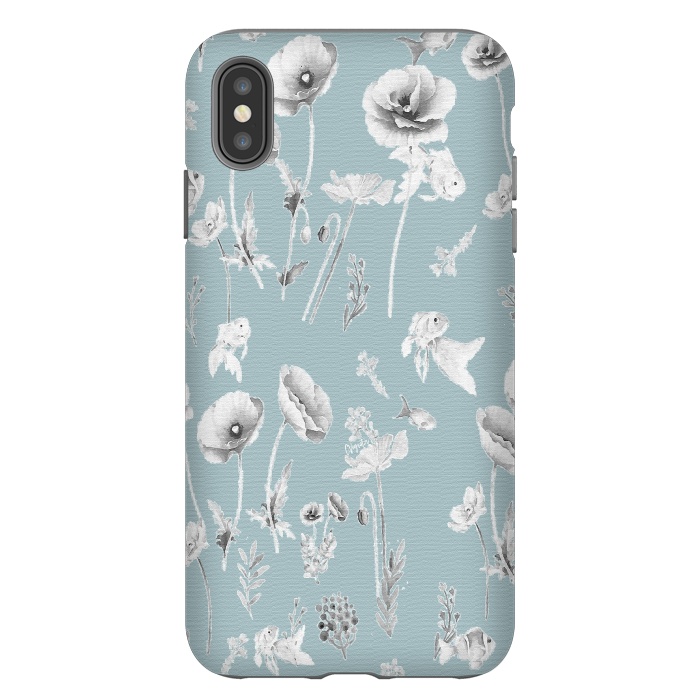 iPhone Xs Max StrongFit Fishes & Garden-Powder Blue by ''CVogiatzi.