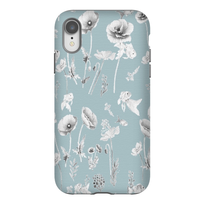iPhone Xr StrongFit Fishes & Garden-Powder Blue by ''CVogiatzi.
