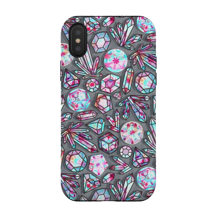iPhone Xs / X StrongFit Kaleidoscope Crystals - Grey  by Tigatiga