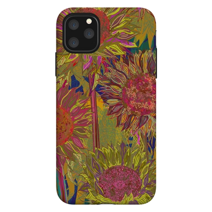 iPhone 11 Pro Max StrongFit Sunflowers by Lotti Brown