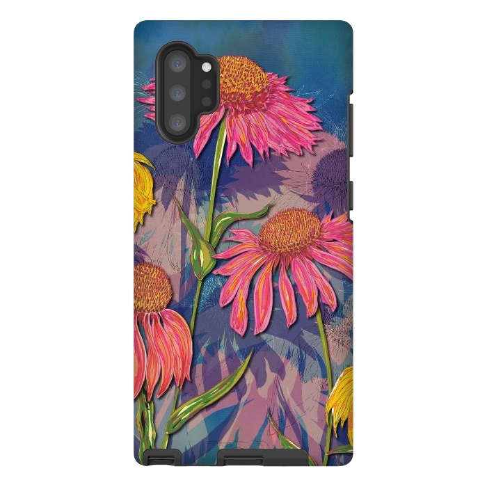 Galaxy Note 10 plus StrongFit Pink Coneflowers by Lotti Brown