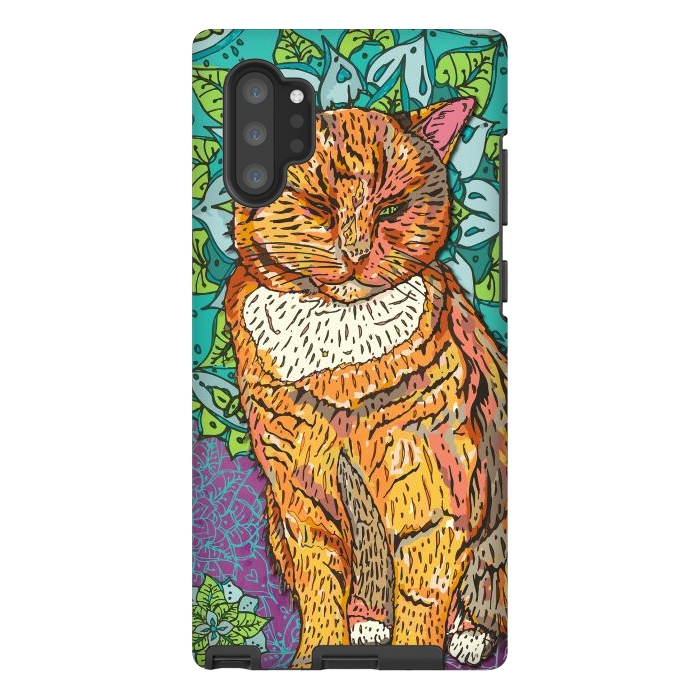 Galaxy Note 10 plus StrongFit Mandala Cat by Lotti Brown