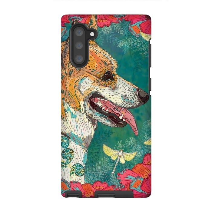 Galaxy Note 10 StrongFit Corgi and Fairies by Lotti Brown