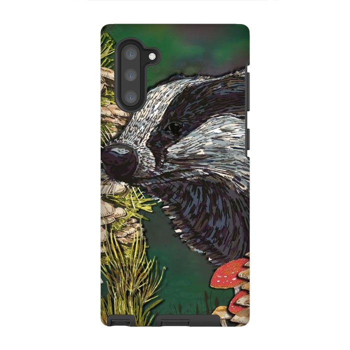 Galaxy Note 10 StrongFit Badger Woodland Walk by Lotti Brown