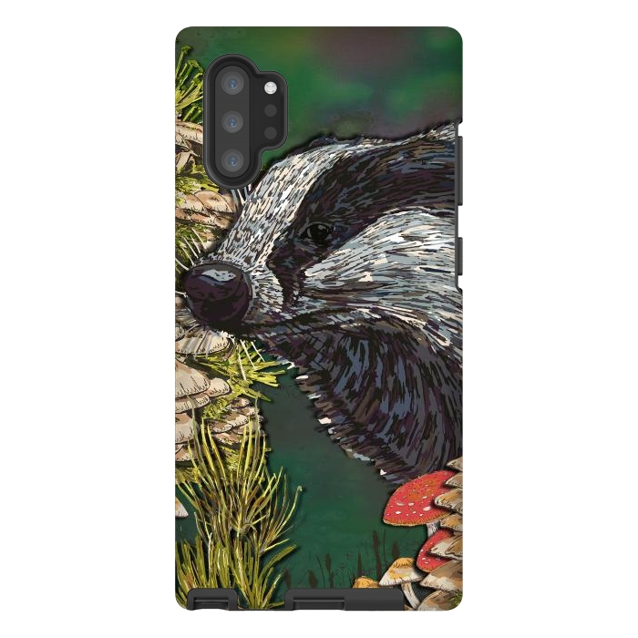 Galaxy Note 10 plus StrongFit Badger Woodland Walk by Lotti Brown