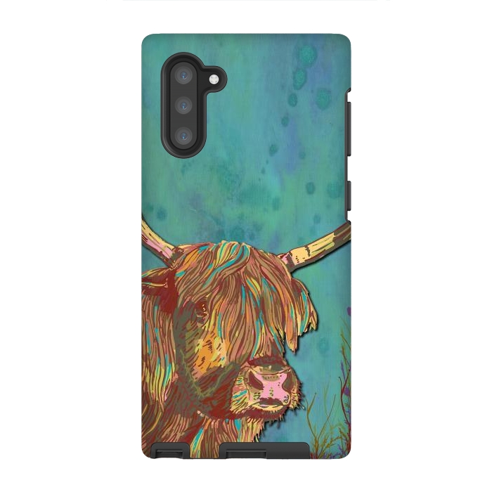 Galaxy Note 10 StrongFit Highland Cow by Lotti Brown