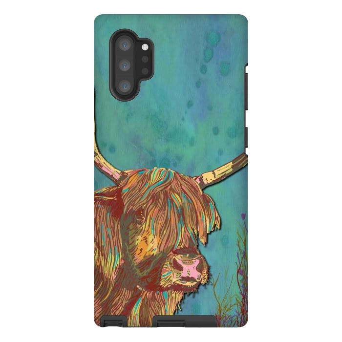 Galaxy Note 10 plus StrongFit Highland Cow by Lotti Brown