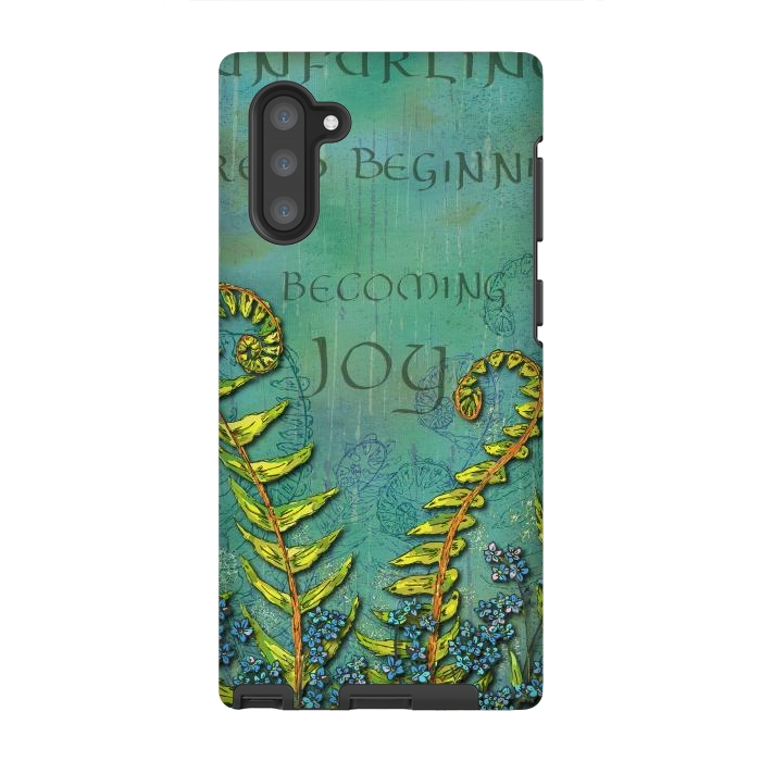 Galaxy Note 10 StrongFit Becoming Joy - Ferns Unfurling by Lotti Brown