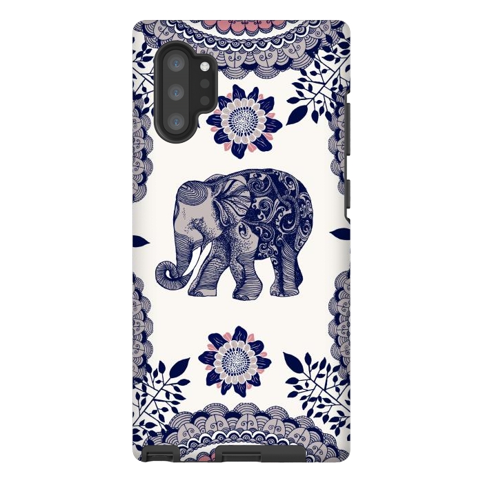 Galaxy Note 10 plus StrongFit Floral Elephant by Rose Halsey