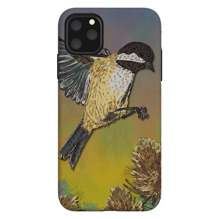 iPhone 11 Pro Max StrongFit Coal Tit and Teasels by Lotti Brown