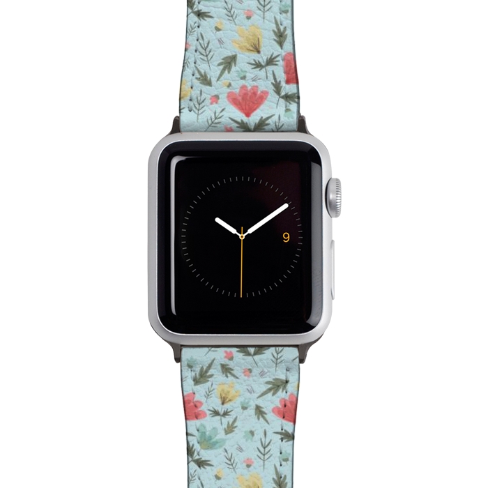 Watch 38mm / 40mm Strap PU leather Amanda Floral Light Blue by Hanny Agustine