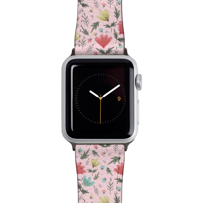 Watch 38mm / 40mm Strap PU leather Amanda Floral Pink by Hanny Agustine