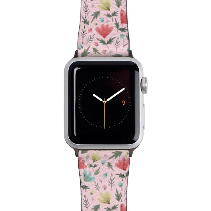 Watch 42mm / 44mm Strap PU leather Amanda Floral Pink by Hanny Agustine