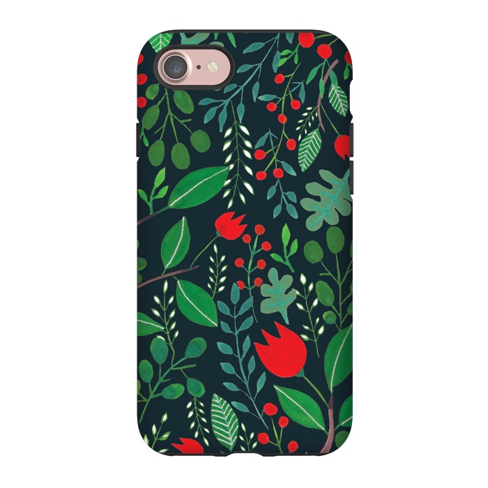 iPhone 7 StrongFit Christmas Floral Black by Hanny Agustine