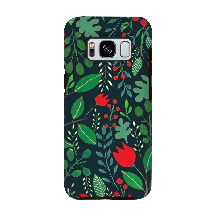 Galaxy S8 StrongFit Christmas Floral Black by Hanny Agustine