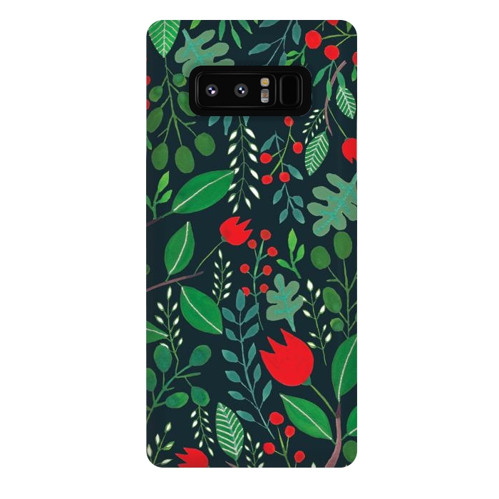 Galaxy Note 8 StrongFit Christmas Floral Black by Hanny Agustine