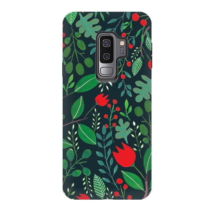 Galaxy S9 plus StrongFit Christmas Floral Black by Hanny Agustine