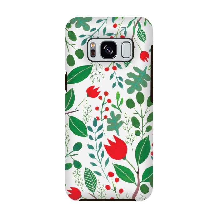 Galaxy S8 StrongFit Christmas Floral White by Hanny Agustine