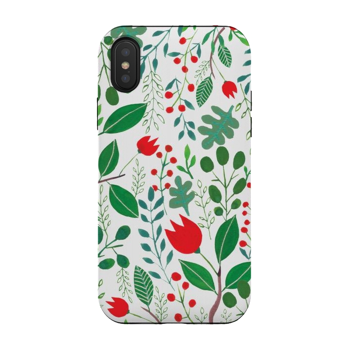 iPhone Xs / X StrongFit Christmas Floral White by Hanny Agustine
