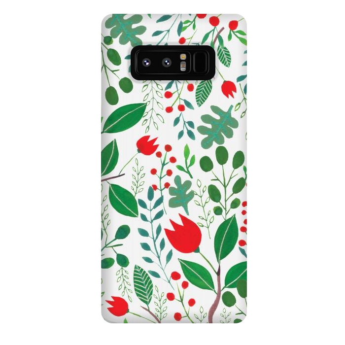 Galaxy Note 8 StrongFit Christmas Floral White by Hanny Agustine